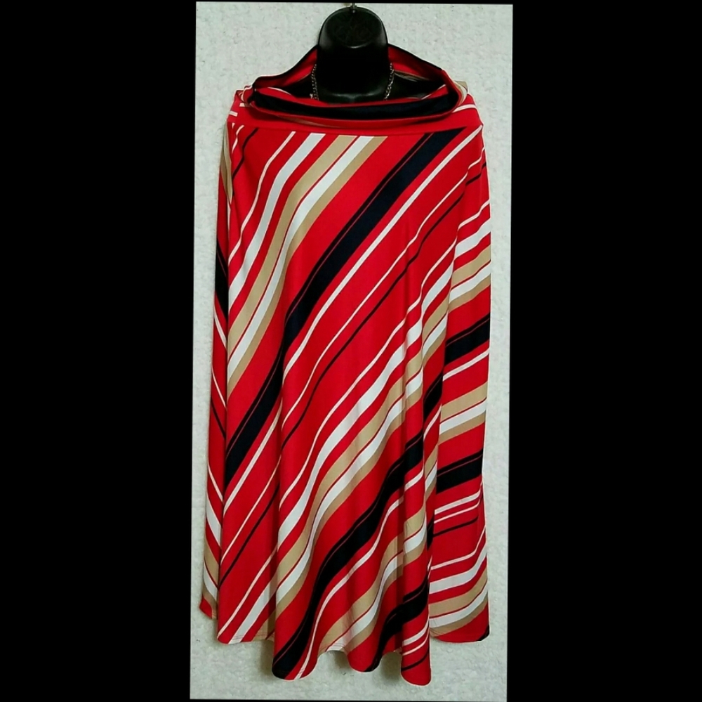 Spense Stripe Mock Neck Poncho Cape Tunic Top Sz M - Picture 3 of 13
